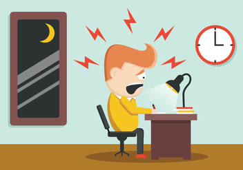 Exhausted Business Man At His Desk - Kostenloses vector #403885